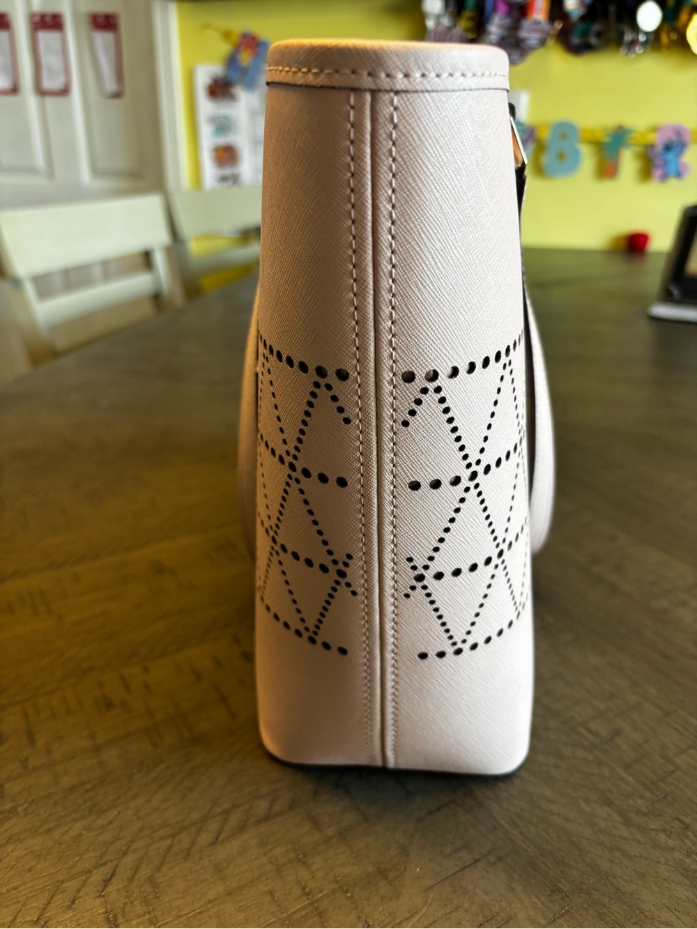 Michael Kors Blush Perforated medium Geometric Tote - Picture 5 of 10